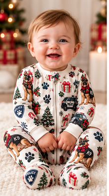 Christmas Police K9 Zipper Footie